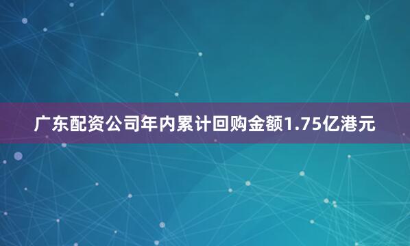 广东配资公司年内累计回购金额1.75亿港元